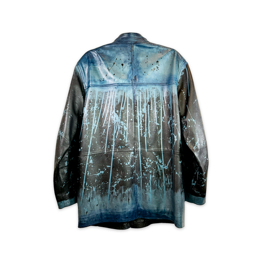 Dripping in Blue Leather Coat