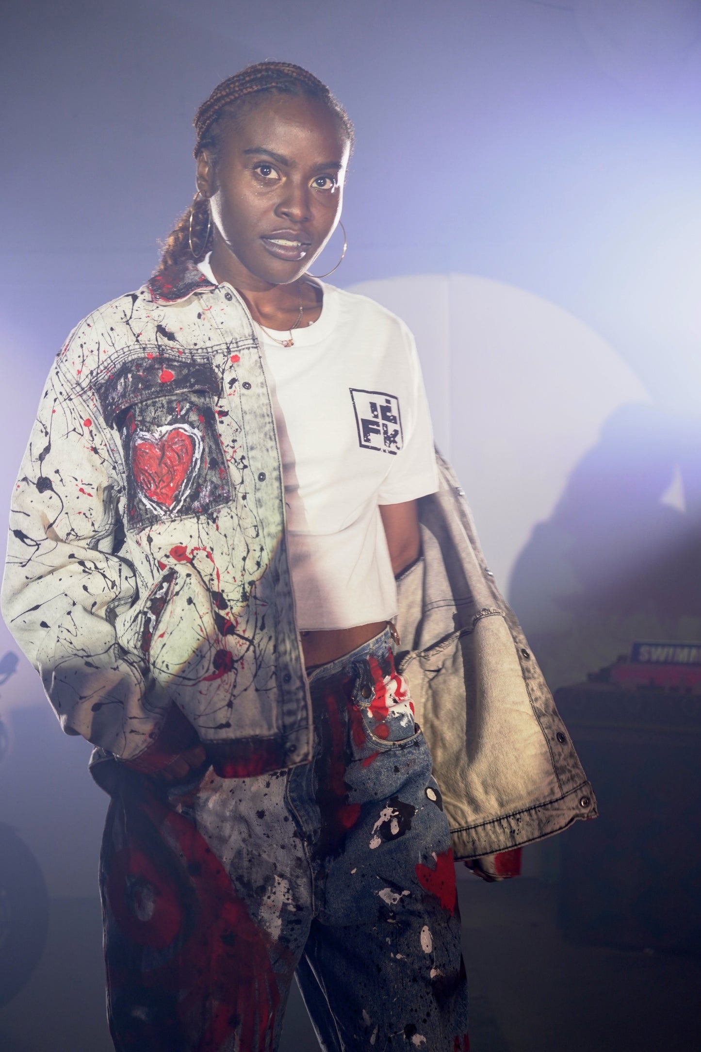 Splattered Heart Jean Jacket