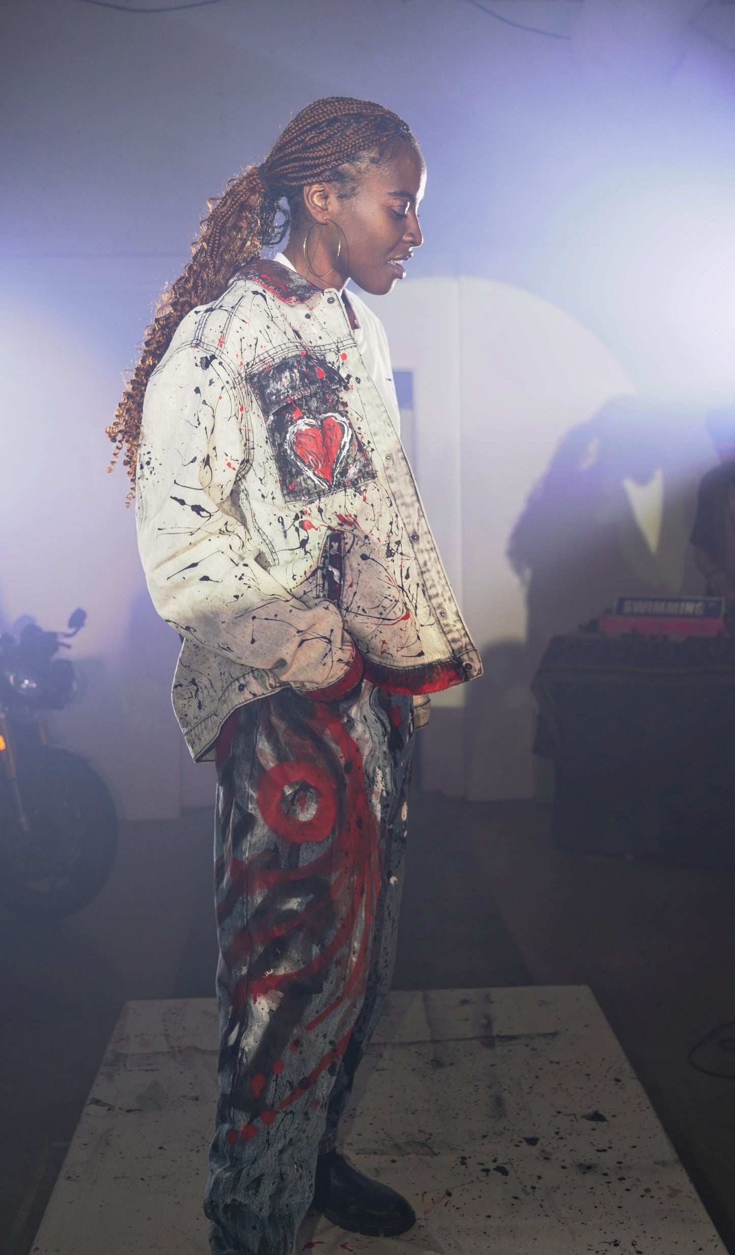 Splattered Heart Jean Jacket