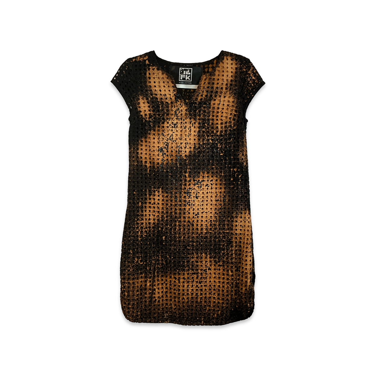 Bleached Mesh Cap-Sleeves Dress