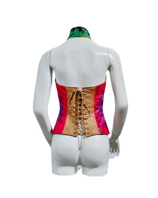 Space Cadet Hand Painted 'Nebula Waves' Leather Corset