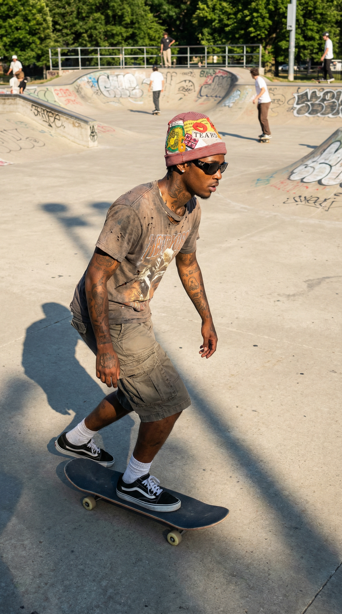 Artist-made Patched Beanie Hat "Tears"