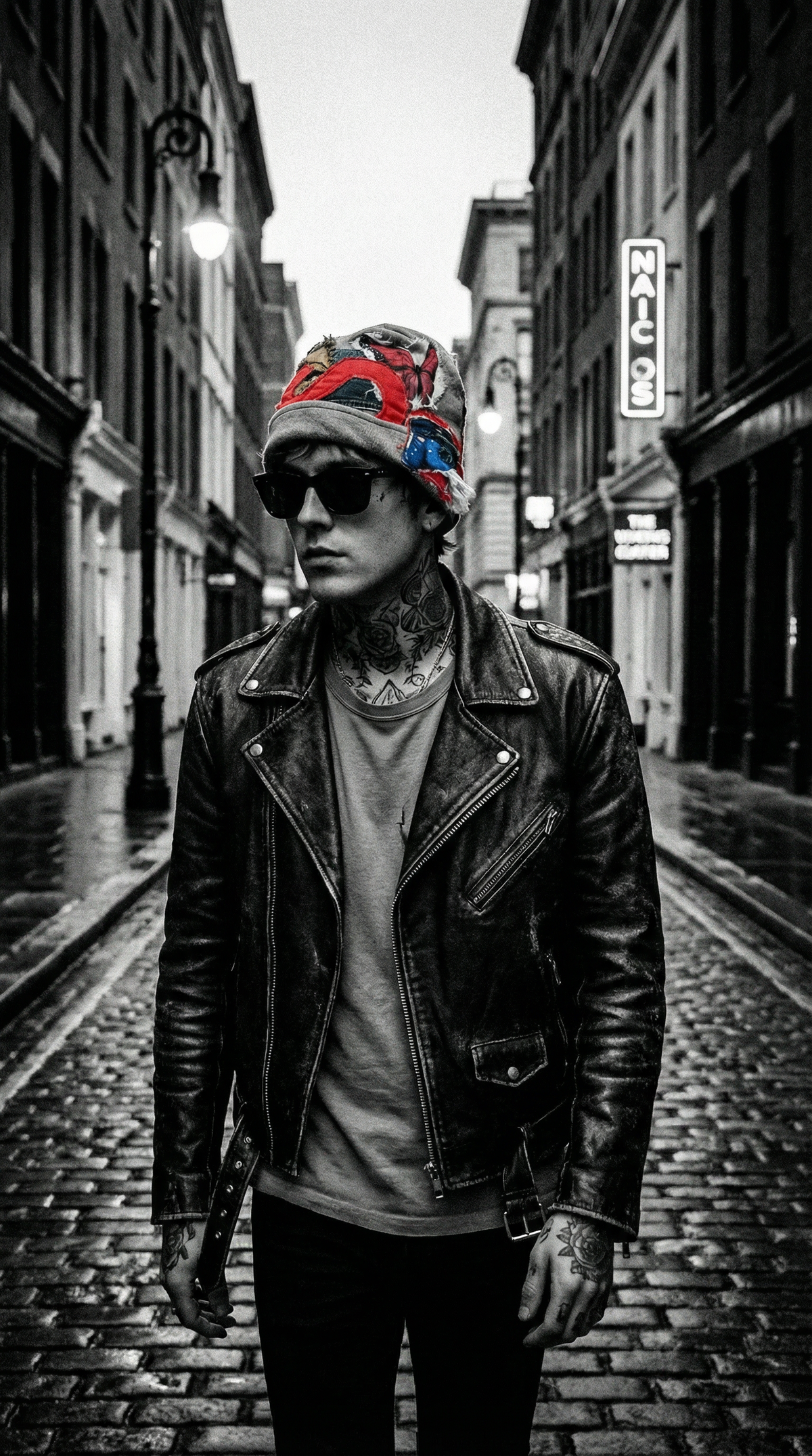 Artist-made Patched Beanie Hat "2"