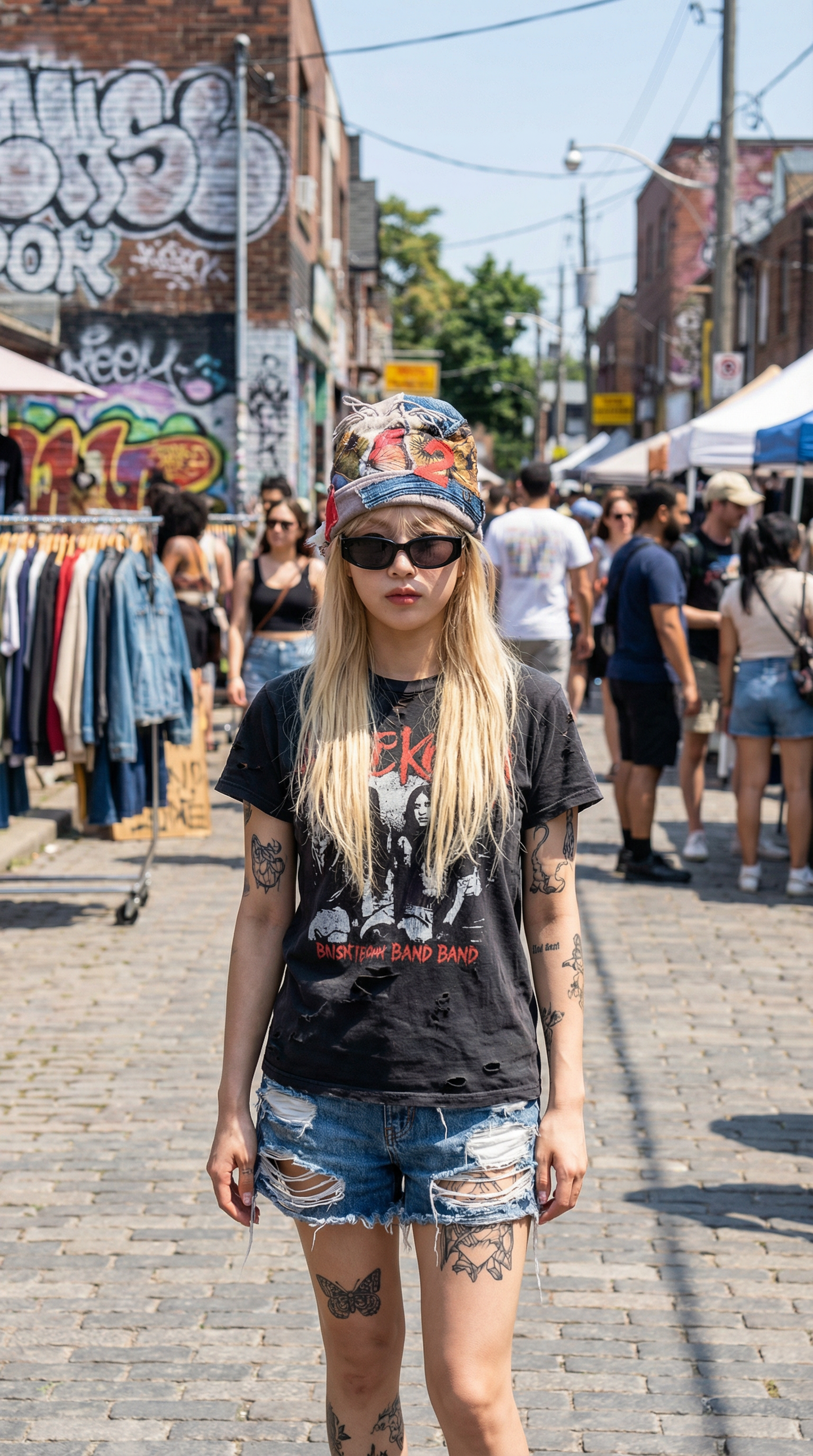 Artist-made Patched Beanie Hat "2"