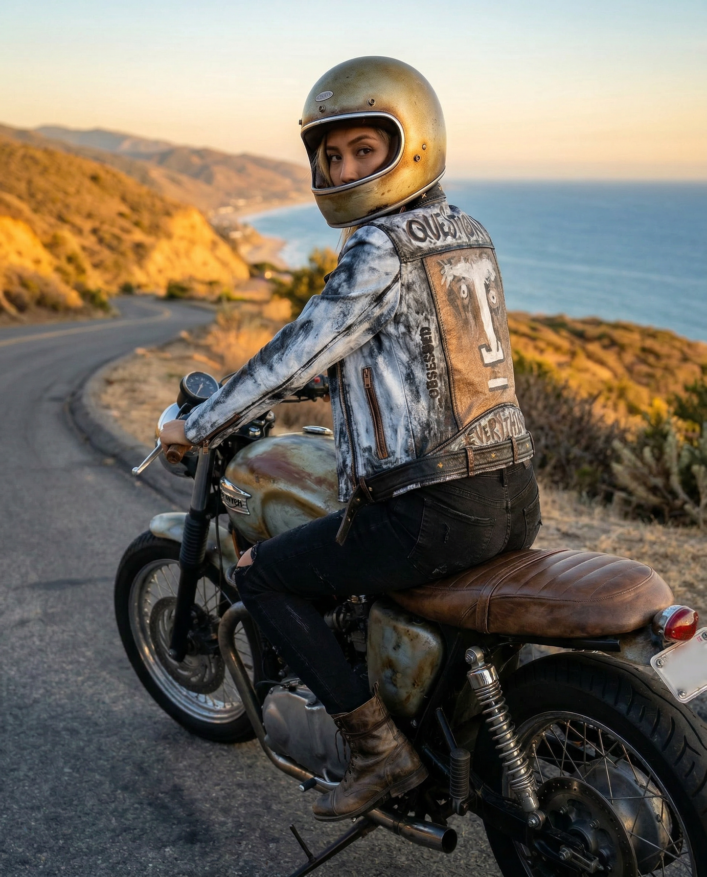 Question Everything Leather Moto Jacket