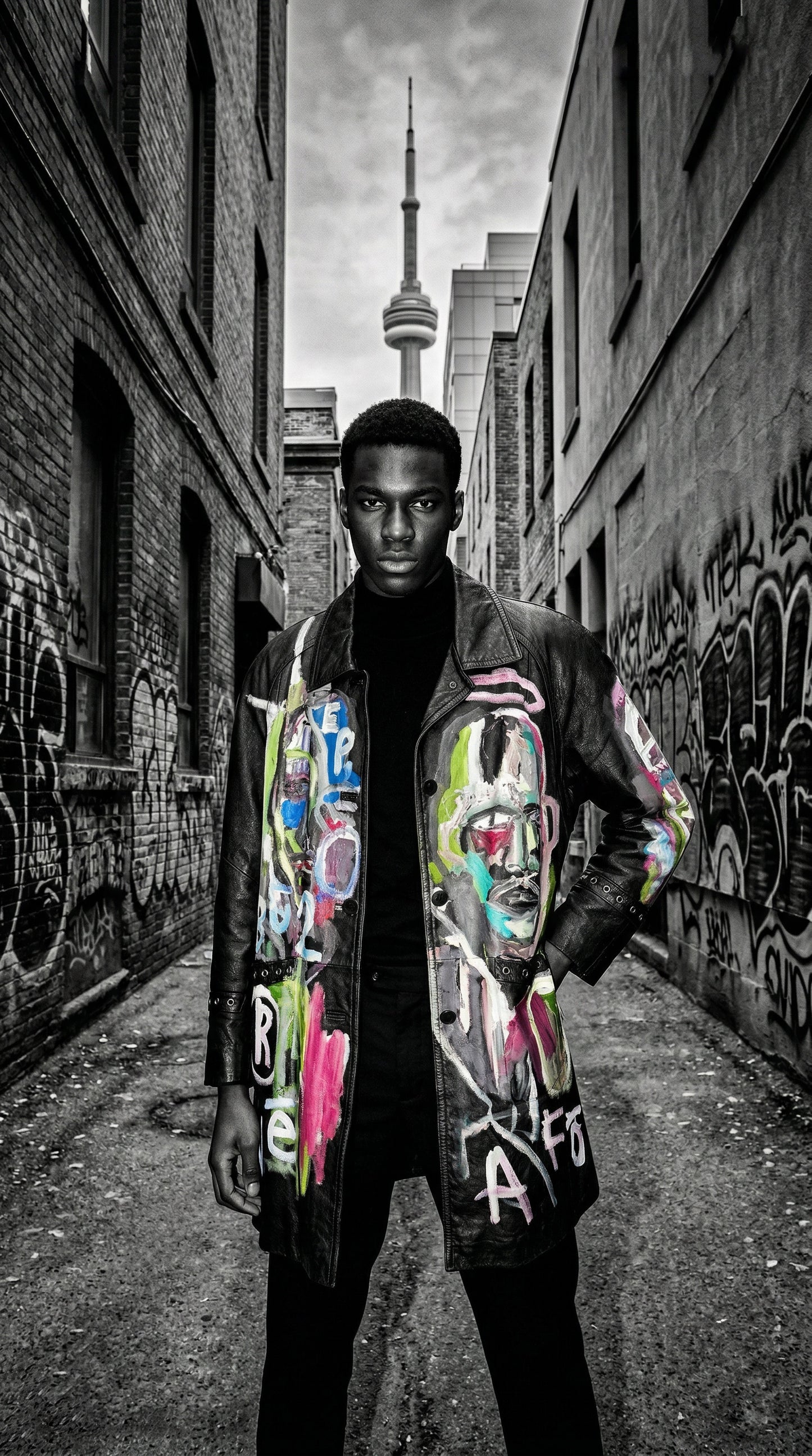 Hand-Painted 1-of-1 Leather Trench Coat