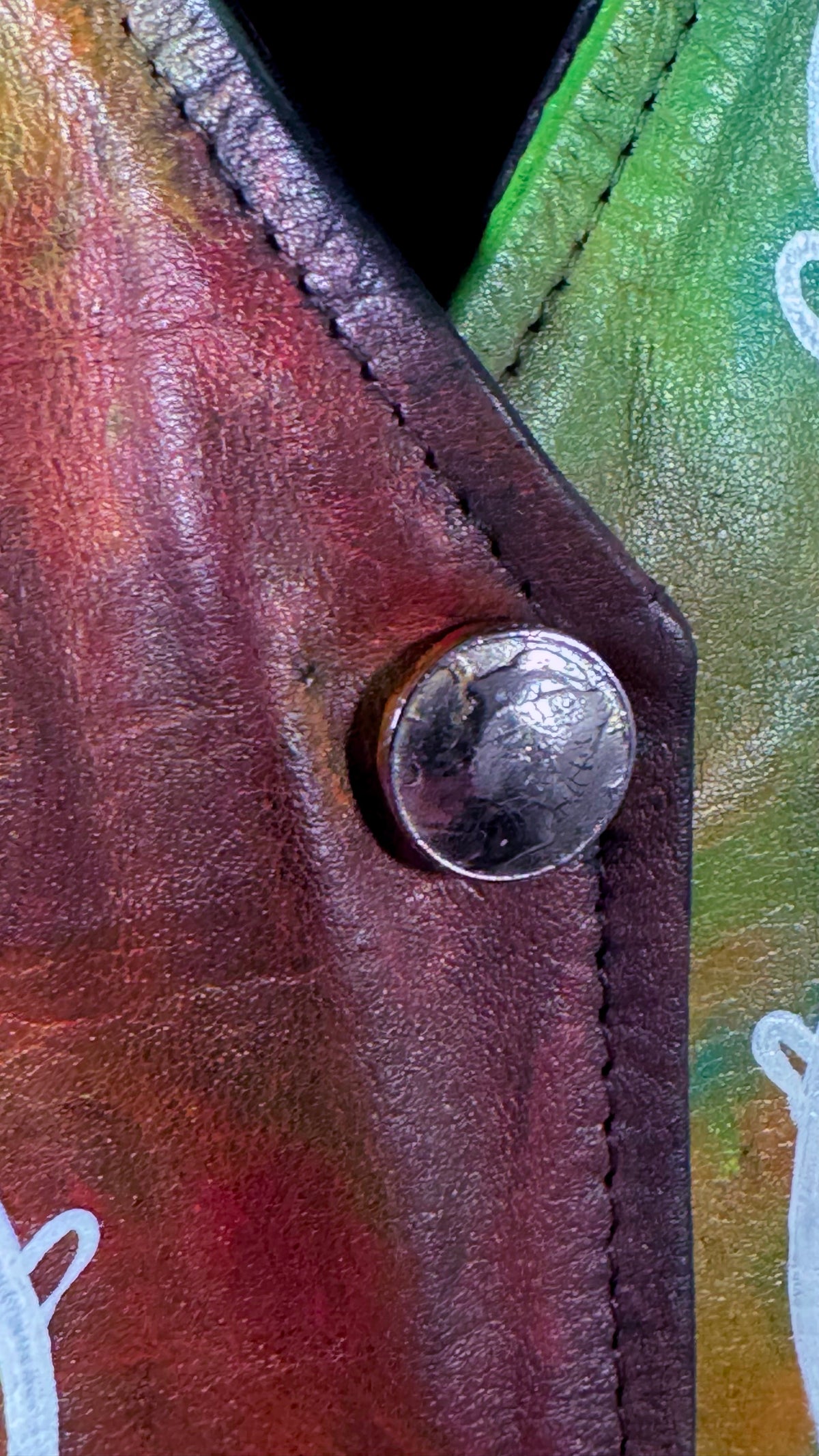 Hand Painted 'Psychedelic Garden' Leather Biker Vest