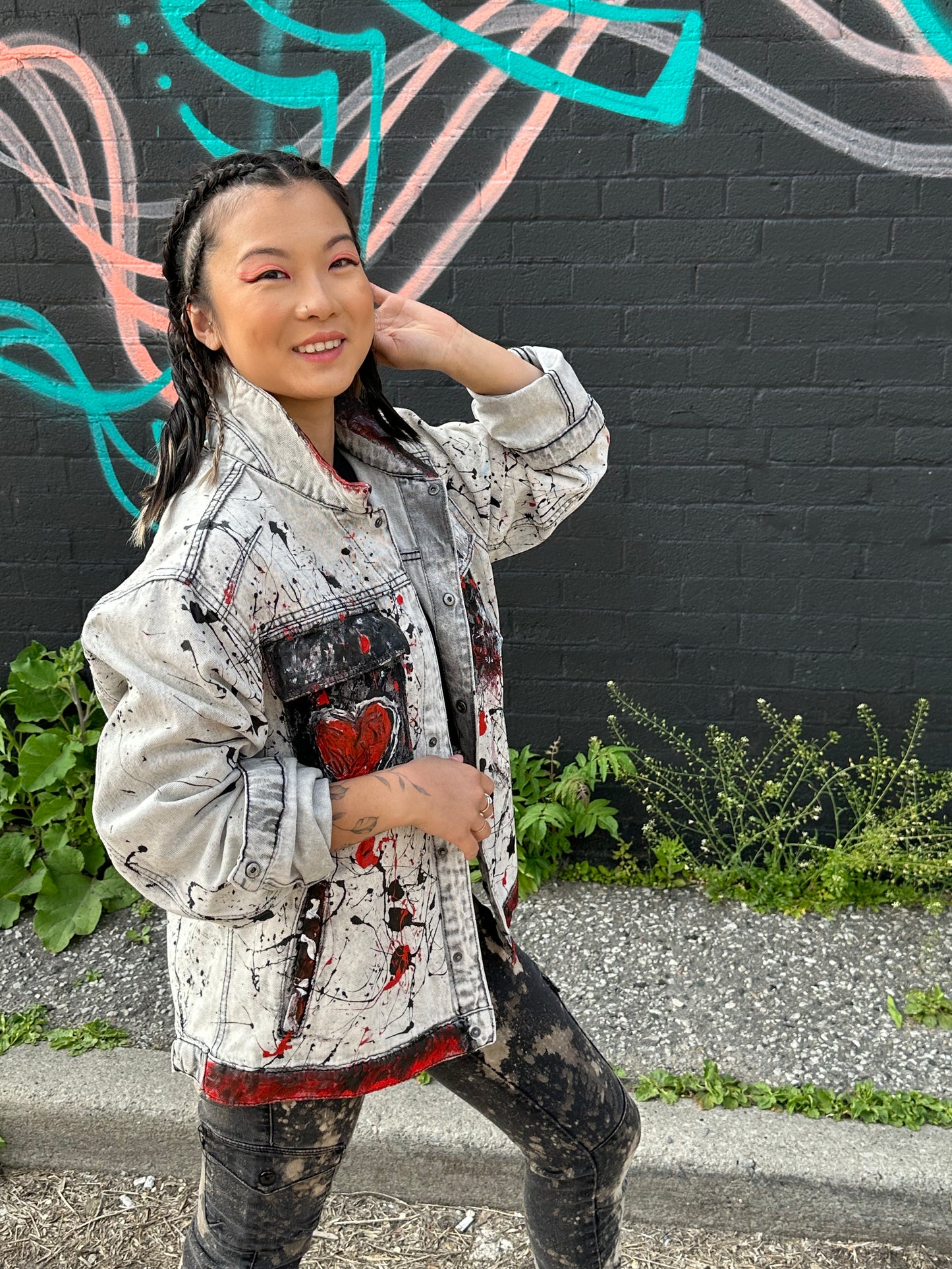 Splattered Heart Jean Jacket