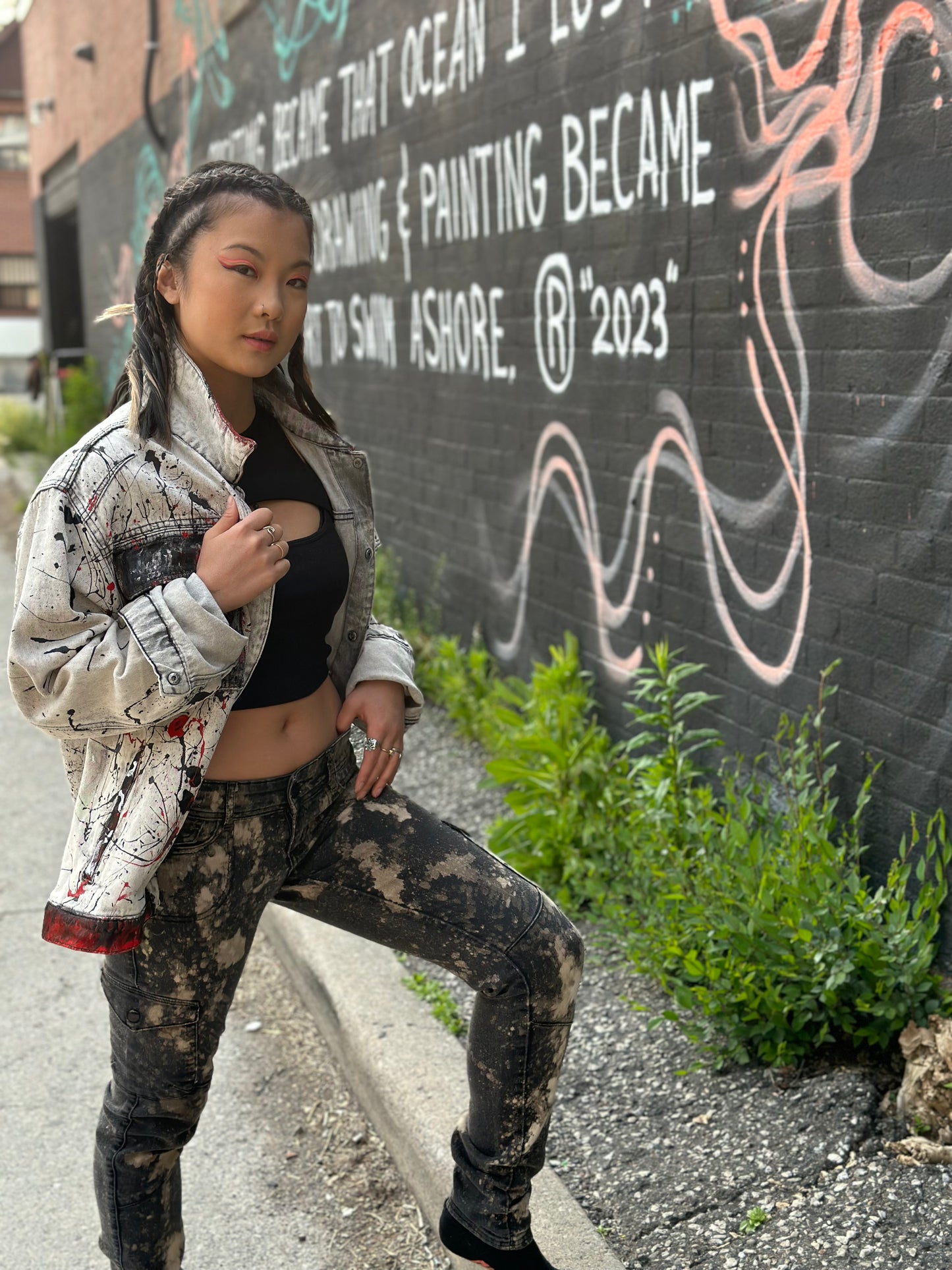 Splattered Heart Jean Jacket