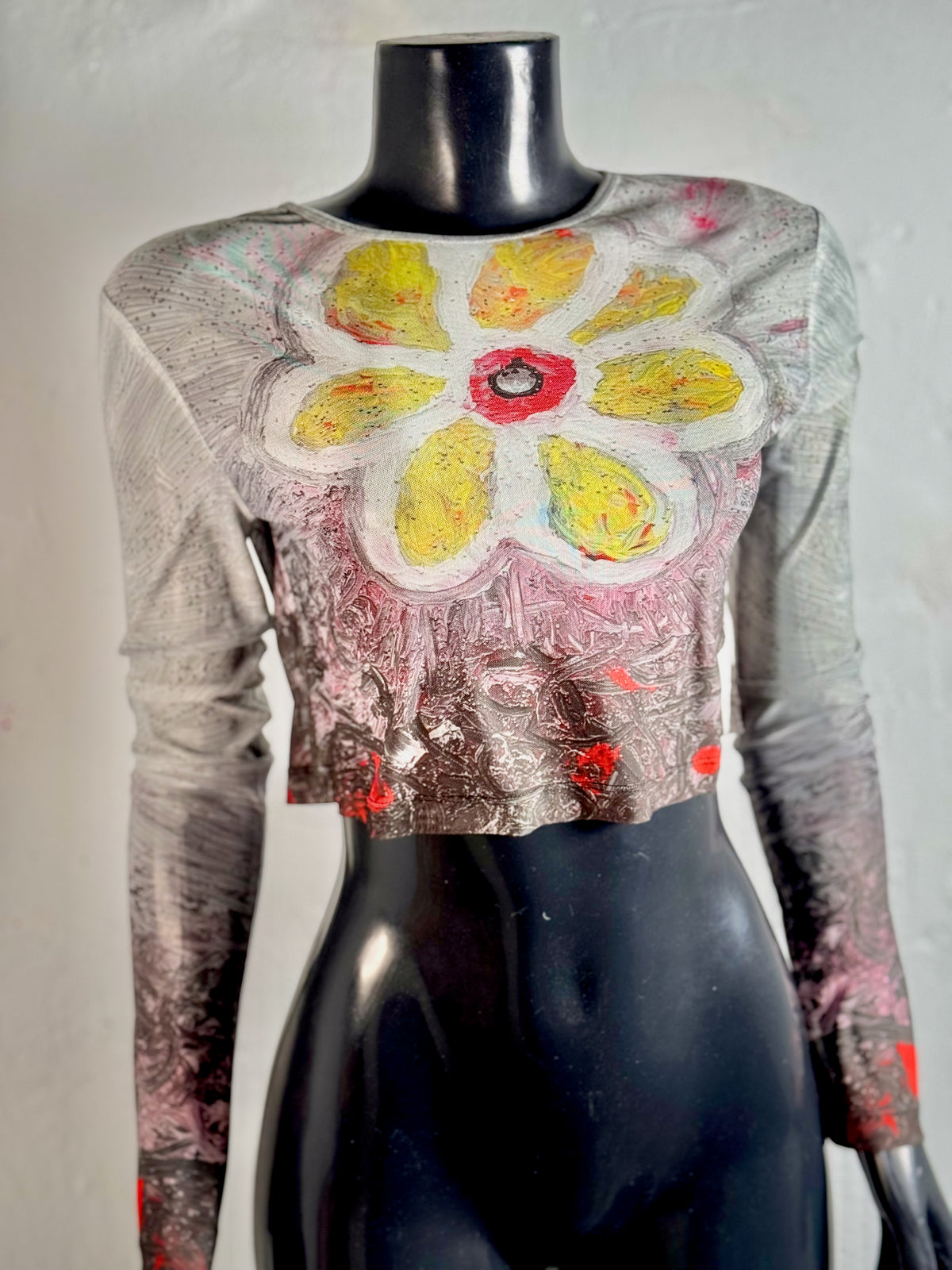IDFK Transparency Mesh Baby-Tee- Yellow Flower Power