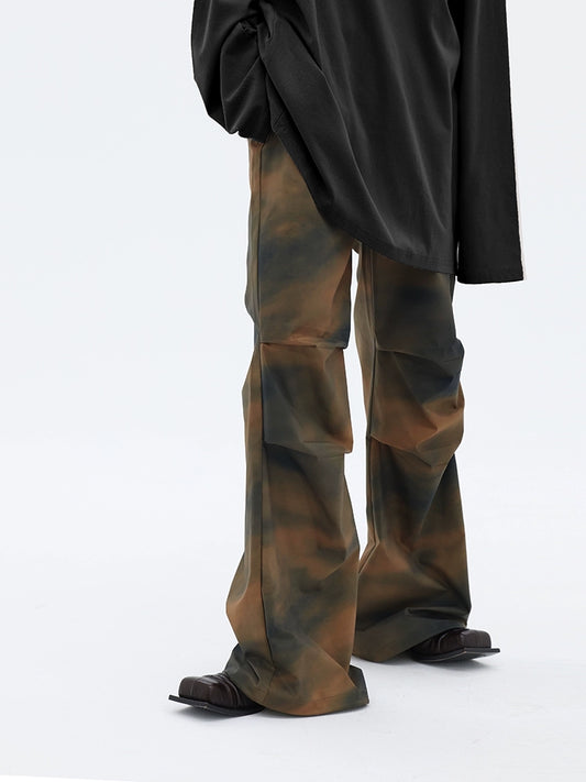 FUZZYKON Urbancore Sunset Glow Print Parachute Pants