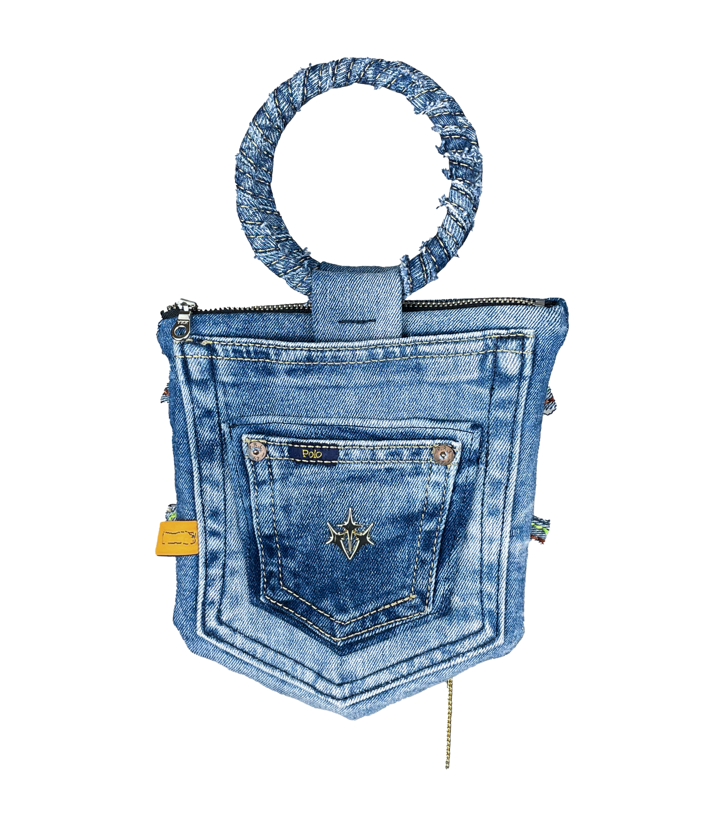 Up-cycled Ralph Lauren Polo Light Blue Denim Pocket Bag