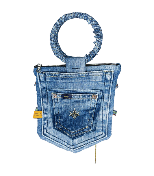 Up-cycled Ralph Lauren Polo Light Blue Denim Pocket Bag