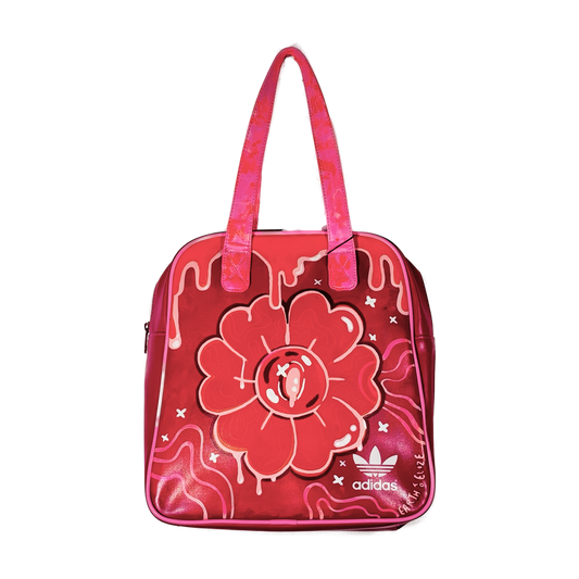 Hand Painted Adidas 'Floral Drip' Faux Leather Hand Bag
