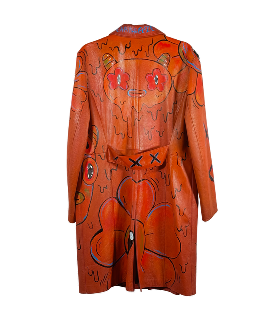 Space Cadet Hand Painted 'Graffiti' Leather Trench Coat