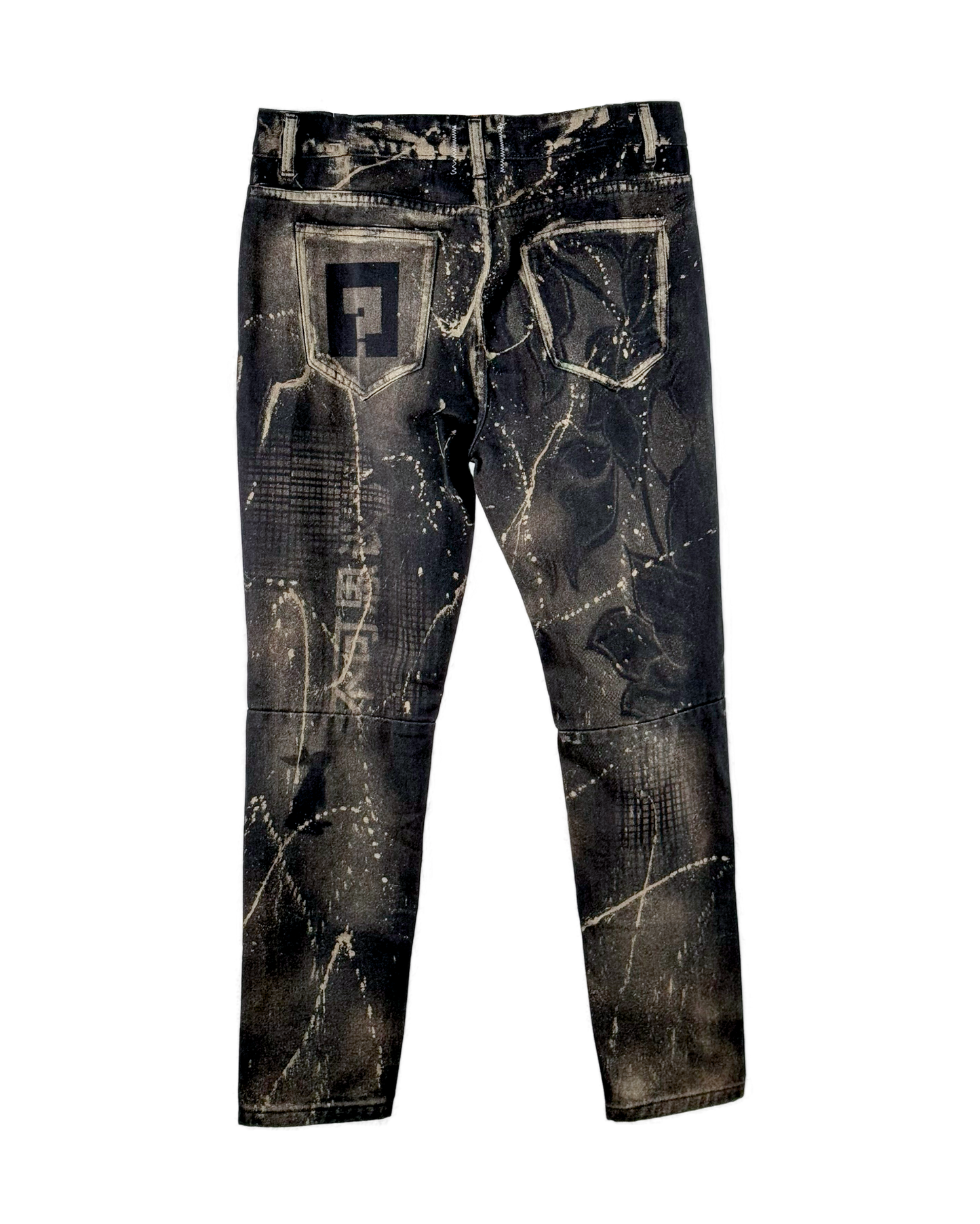 Blessed Bleach-Painted Holey Black Jeans