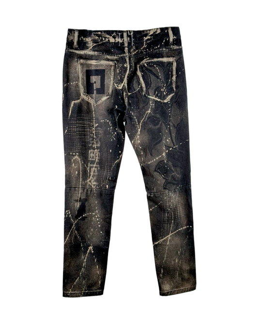 Blessed Bleach-Painted Holey Black Jeans