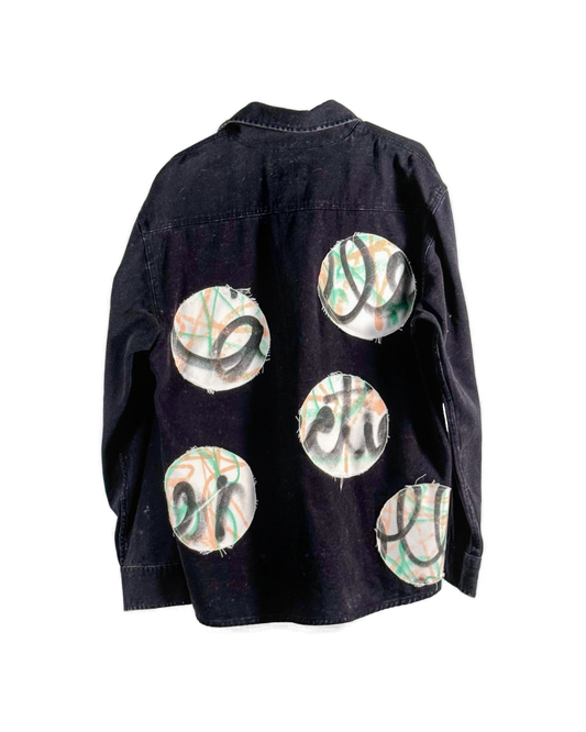 Big Polka Dot Black Jean Jacket