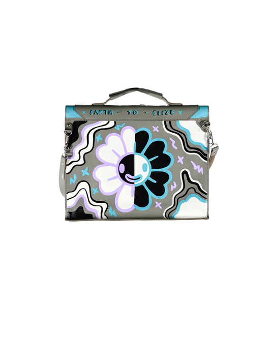 Space Cadet "Good Vibes" Hand-Painted Leather Satchel