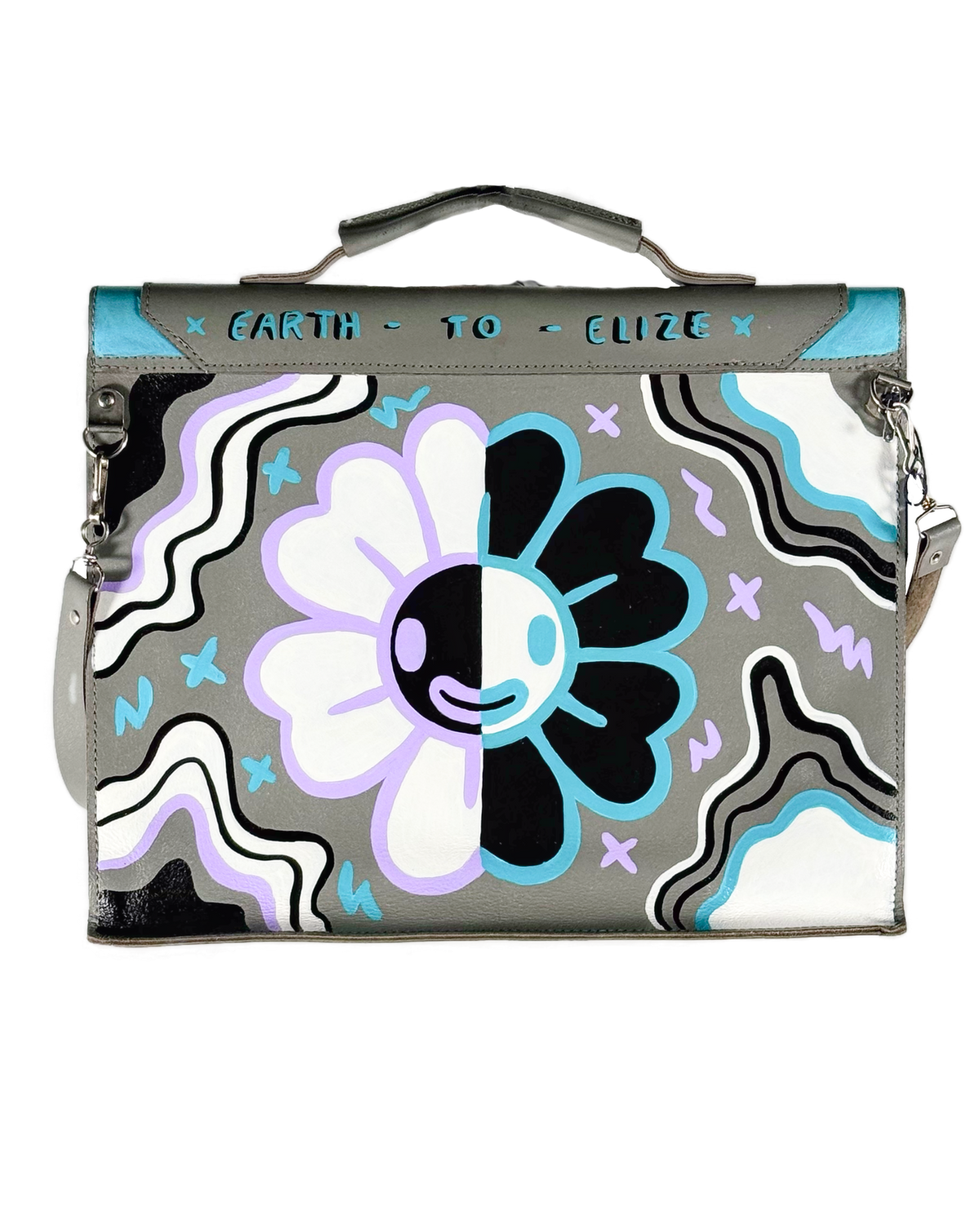 Space Cadet "Good Vibes" Hand-Painted Leather Satchel