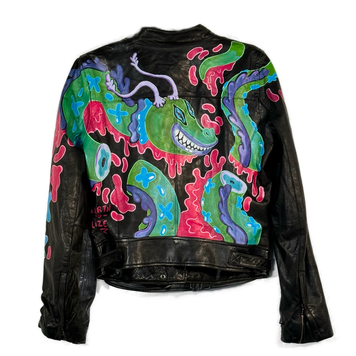 Space Cadet Hand Painted 'Cosmic Dragon' Moto Jacket