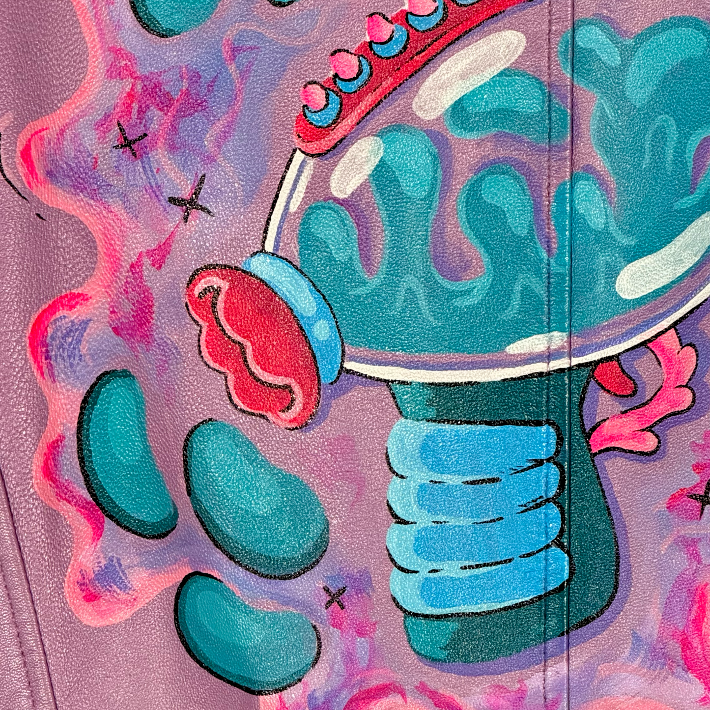 Space Cadet Hand Painted 'Ray Gun' Leather Jacket