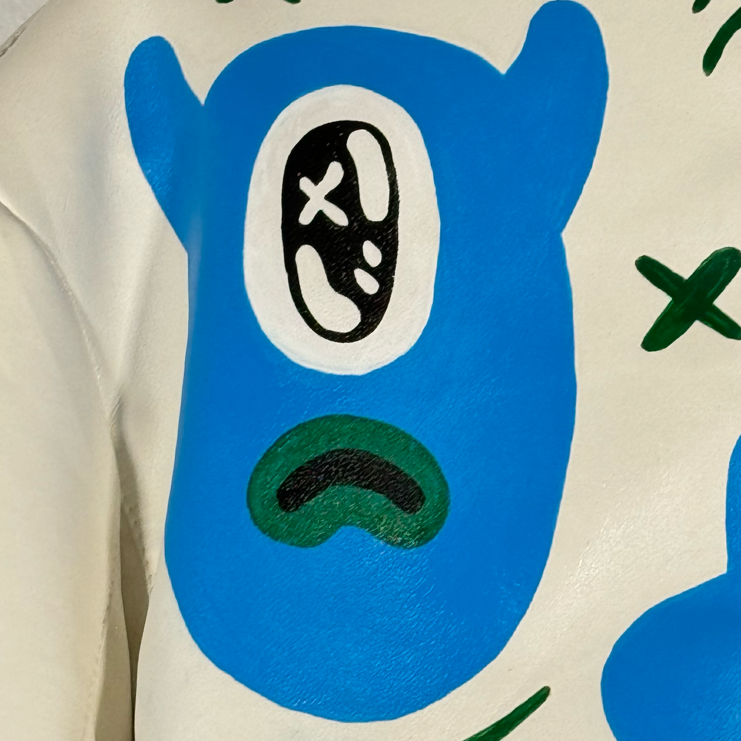 Space Cadet Hand Painted 'Strange Faces' Faux Leather Moto Jacket