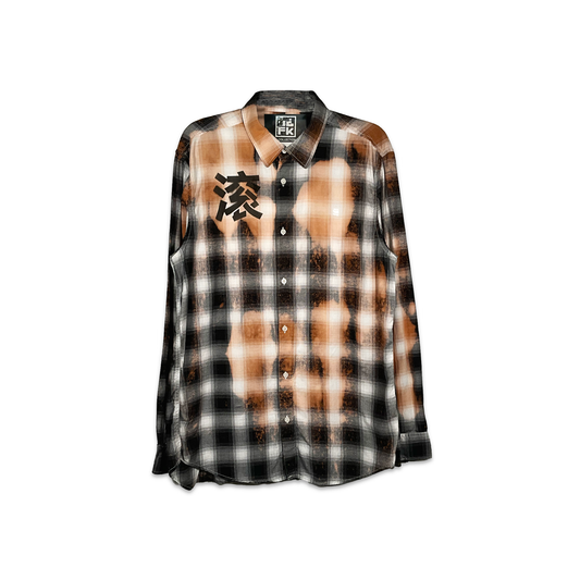 Damn! Splash Splash Mandarin Checkered Bleached Shirt