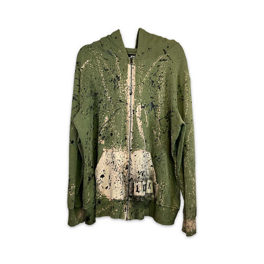 Pocket Bleached Olive Green Zipper