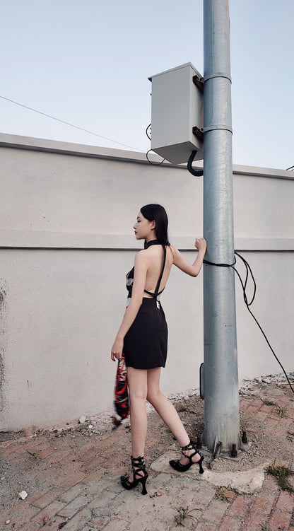 IDFK x JUMA - love u forever Short Wrap Halter Dress (Light)
