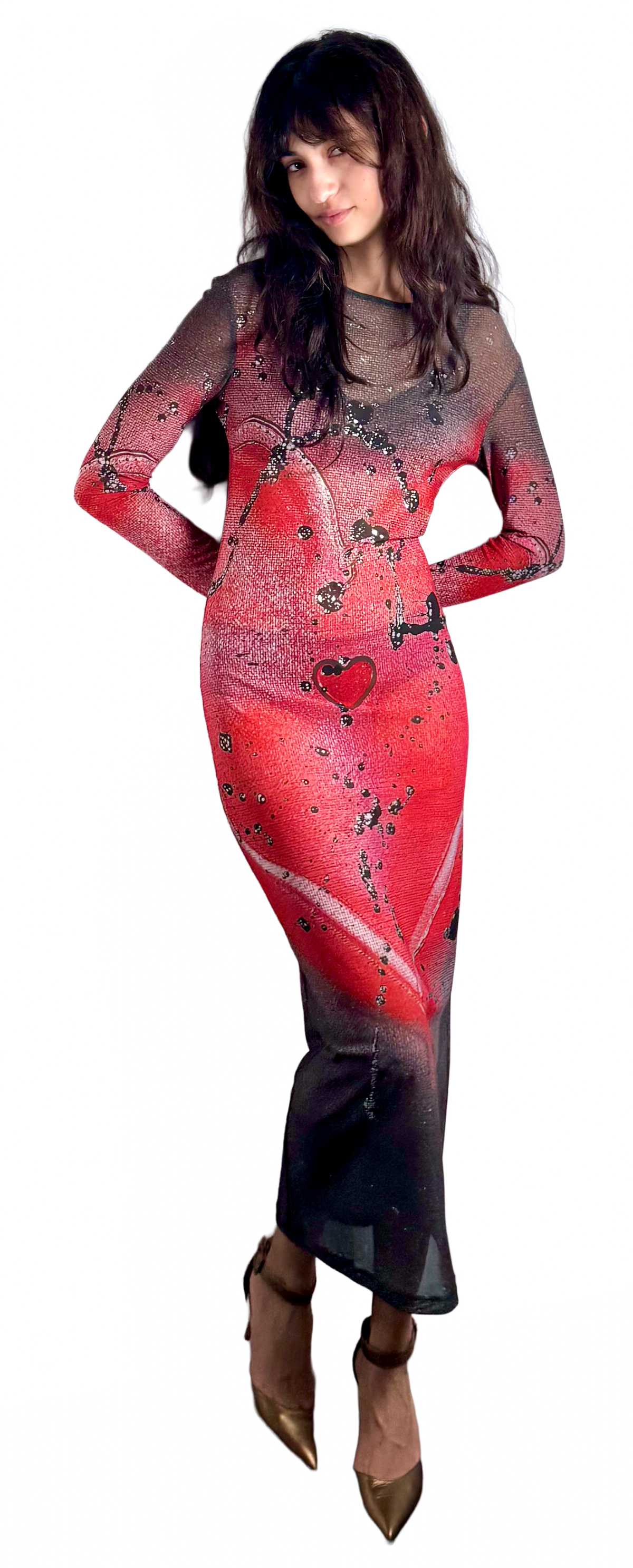 IDFK Transparency Long Dress - Splattered Heart
