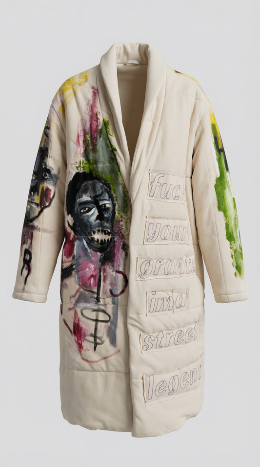 "Street Legend" Hand-Painted Long Puffer Coat