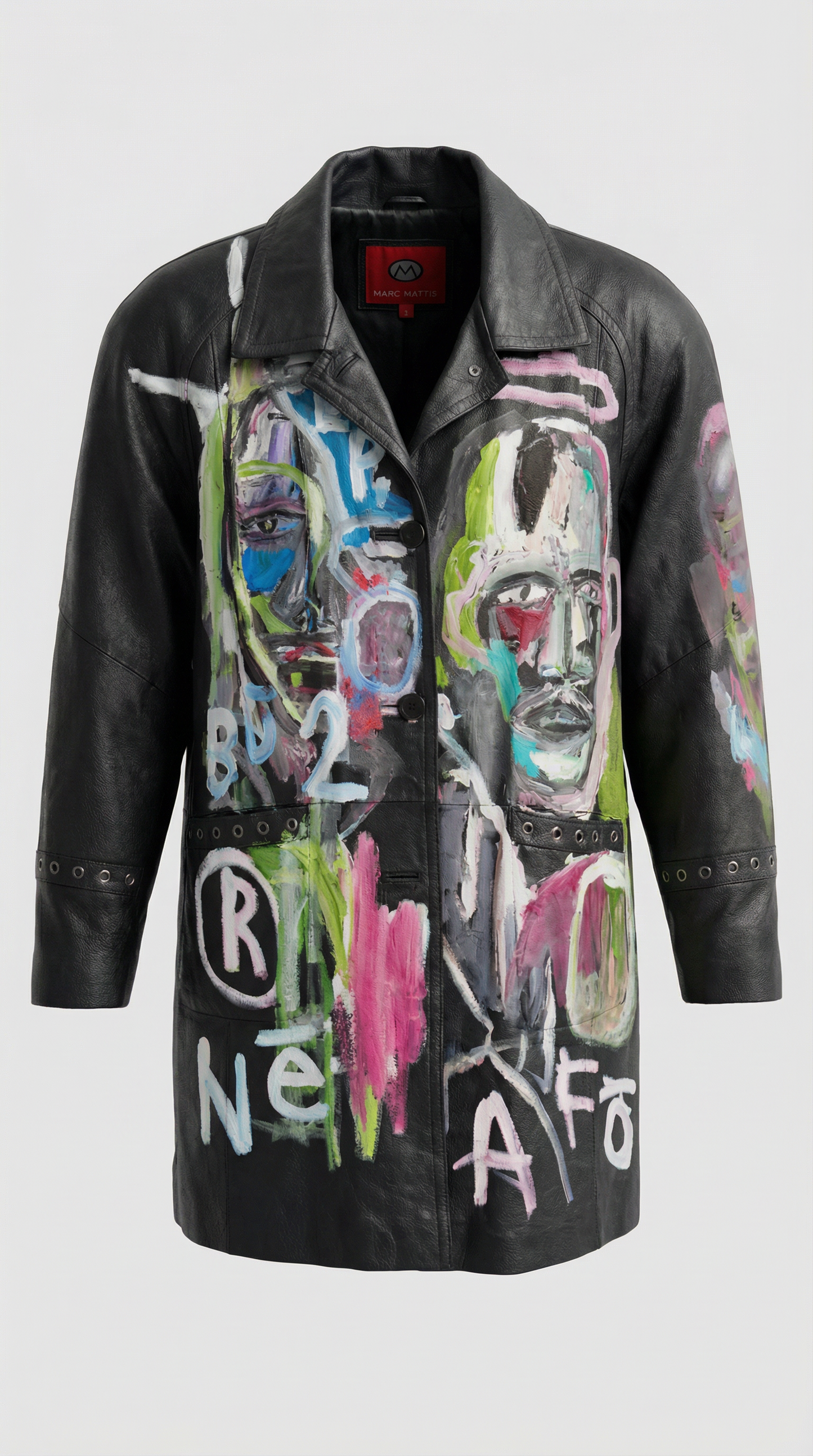 Hand-Painted 1-of-1 Leather Trench Coat