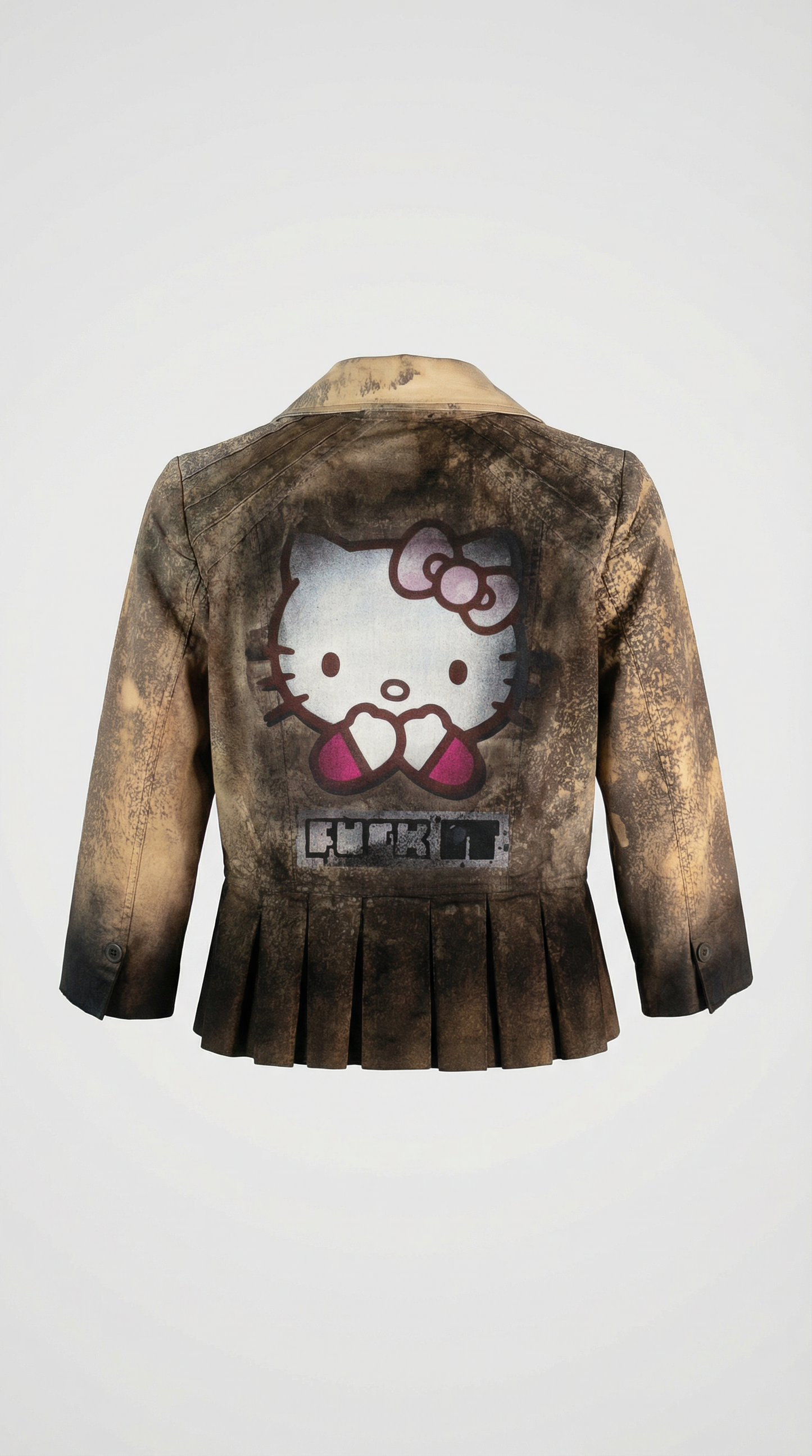 Hey Kitty Bleach Washed and Painted  Blazer