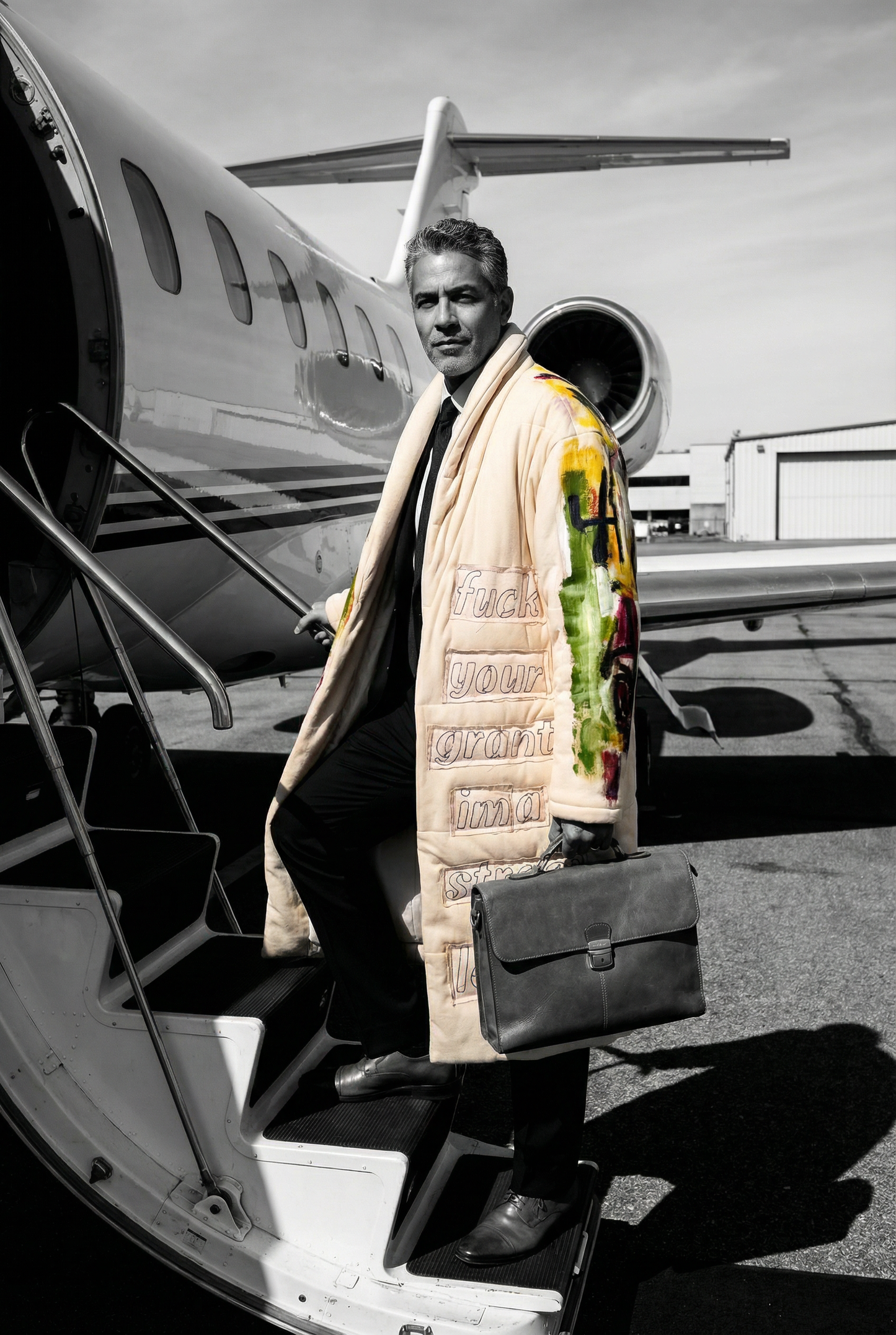 "Street Legend" Hand-Painted Long Puffer Coat