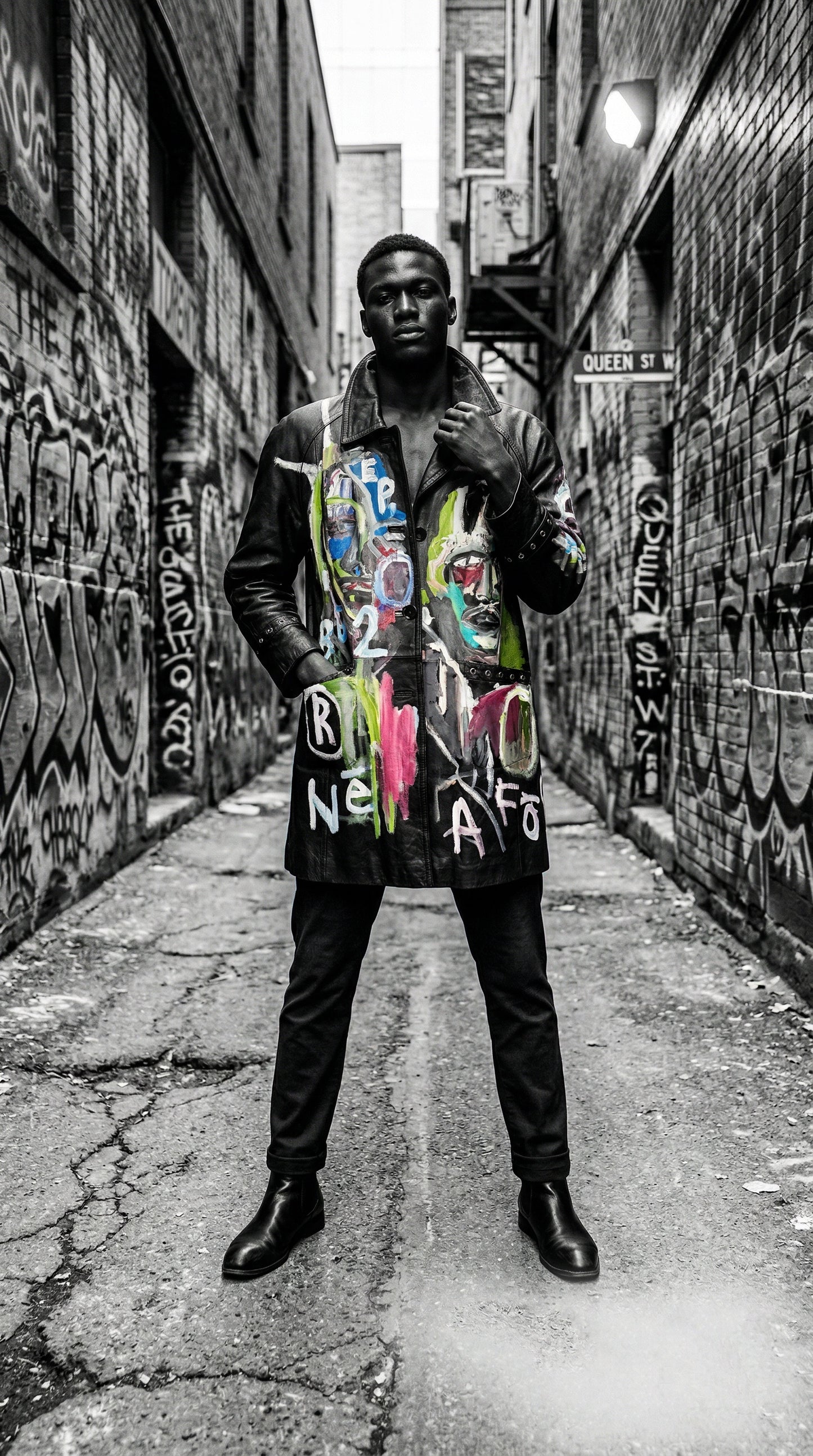 Hand-Painted 1-of-1 Leather Trench Coat