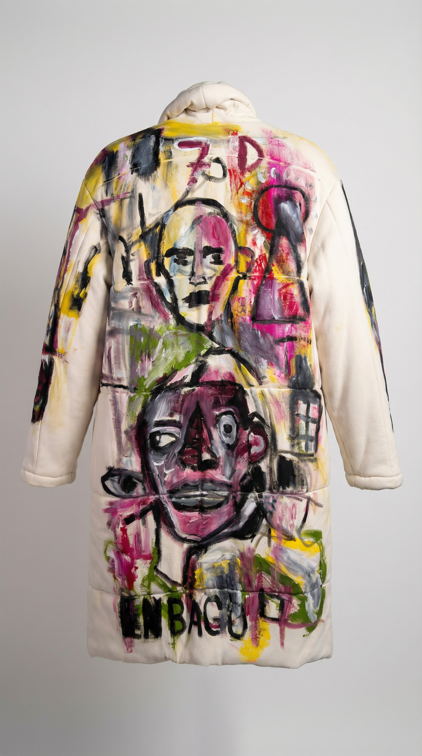 "Street Legend" Hand-Painted Long Puffer Coat