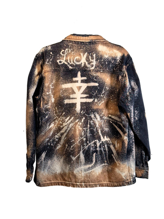 Damn Lucky! Mandarin Bleached Yellow Truckers Jacket