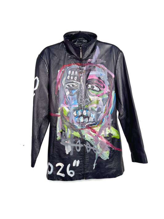 Hand-Painted 1-of-1 Leather Zip-Up Car Coat