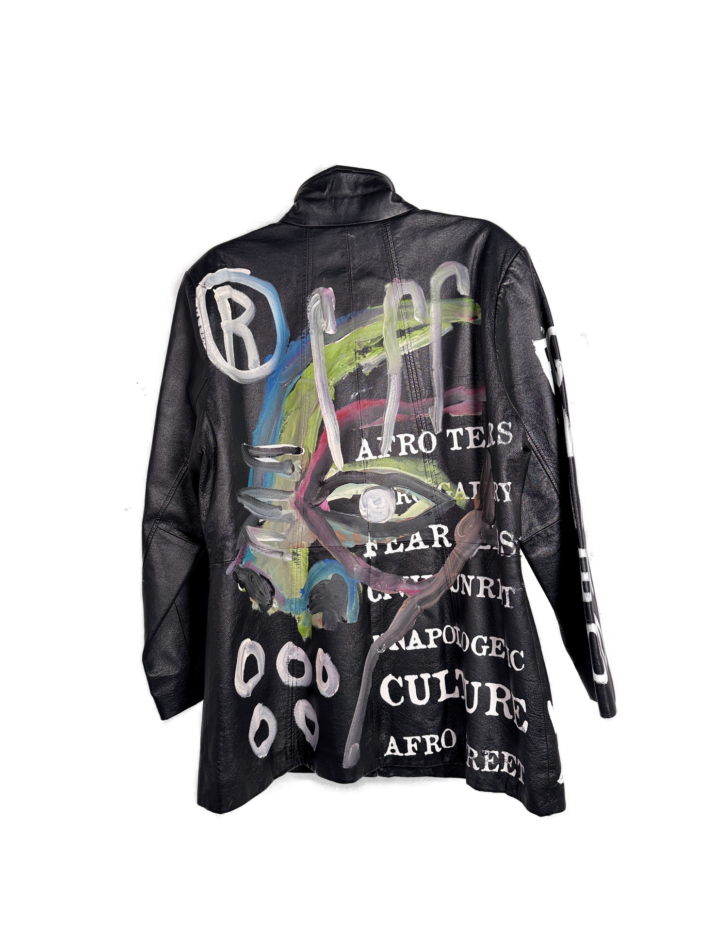 Hand-Painted 1-of-1 Leather Zip-Up Car Coat