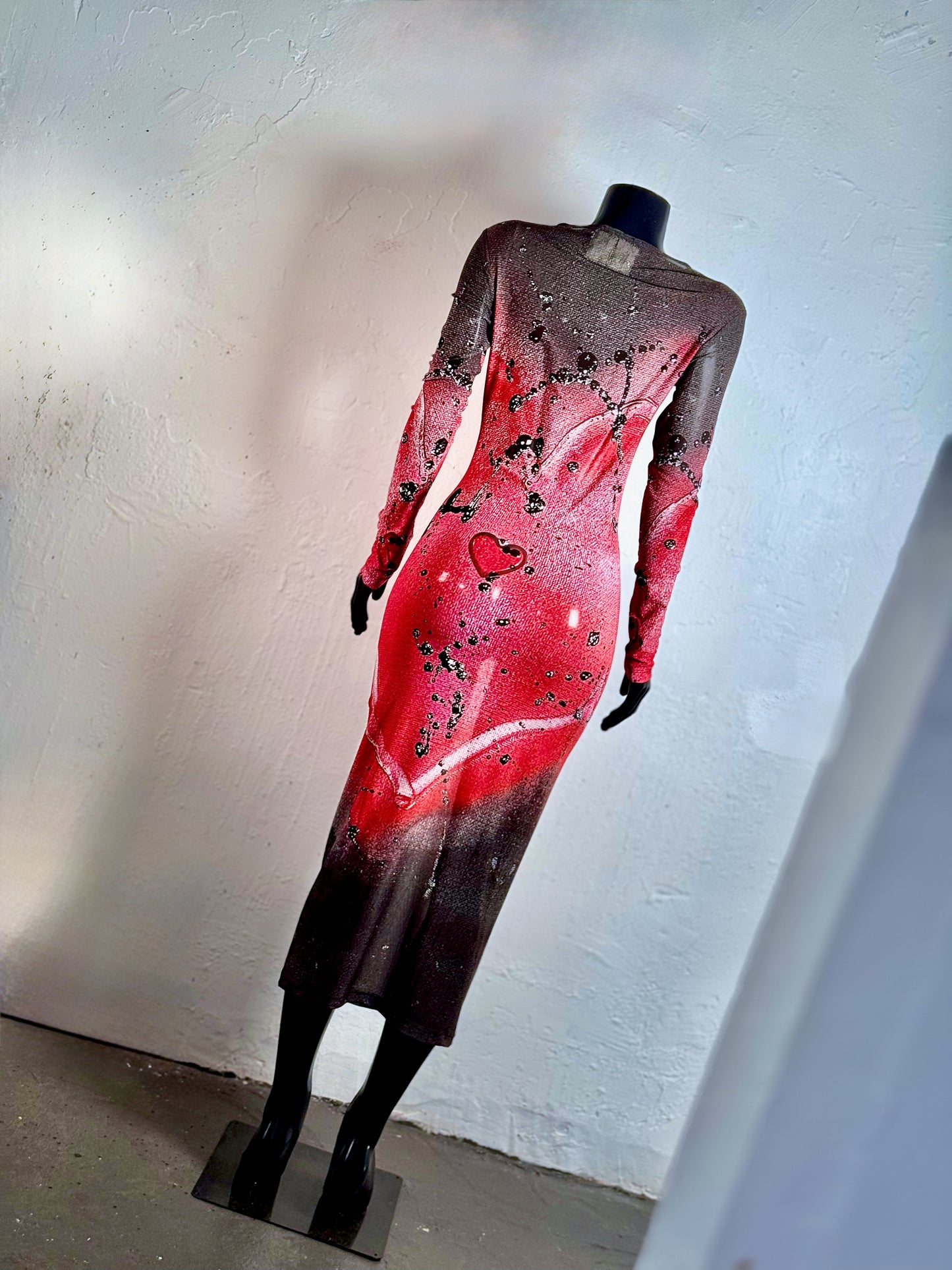 IDFK Transparency Long Dress - Splattered Heart