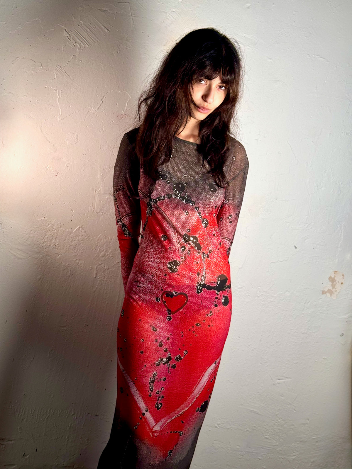 IDFK Transparency Long Dress - Splattered Heart