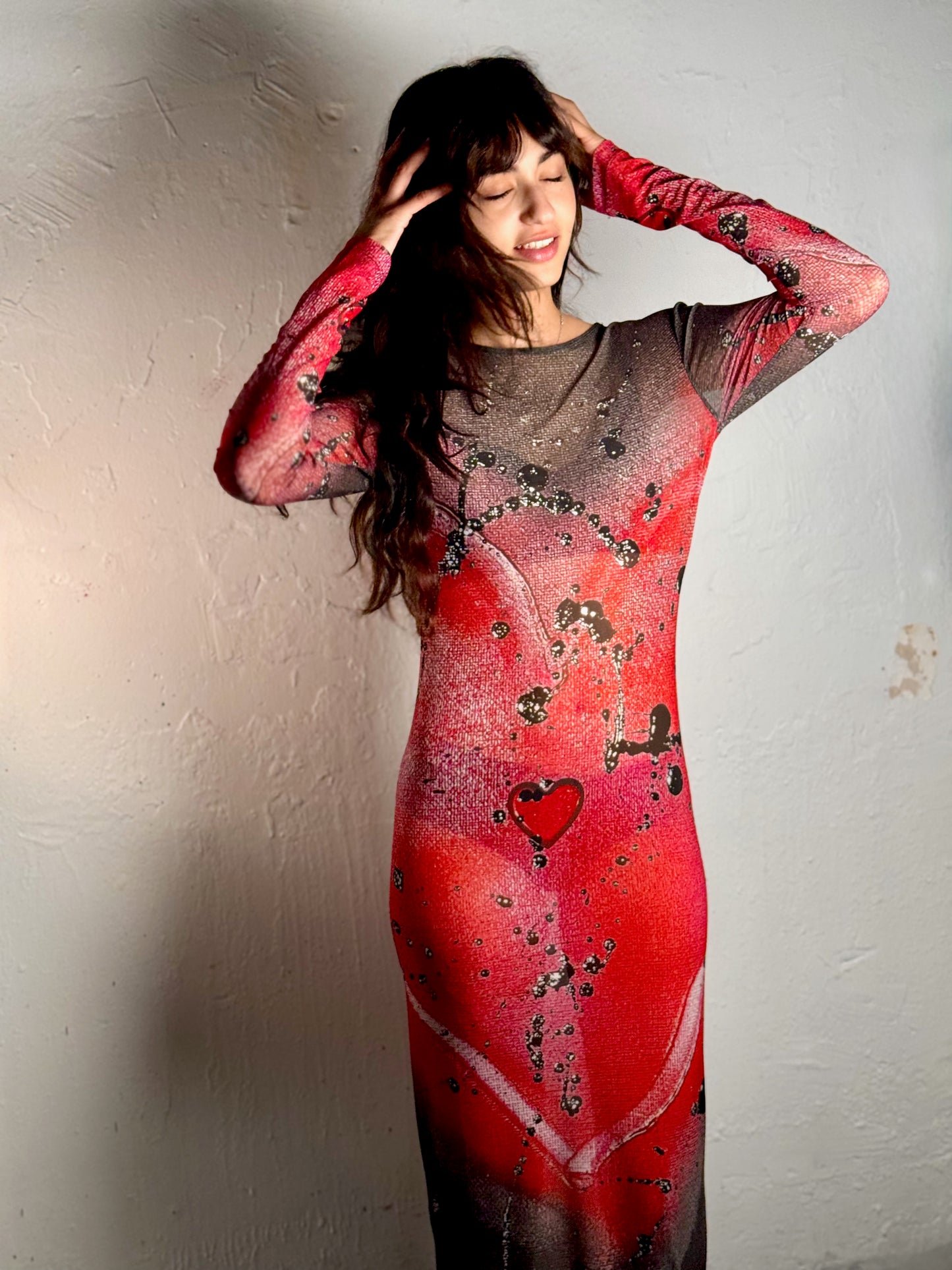 IDFK Transparency Long Dress - Splattered Heart