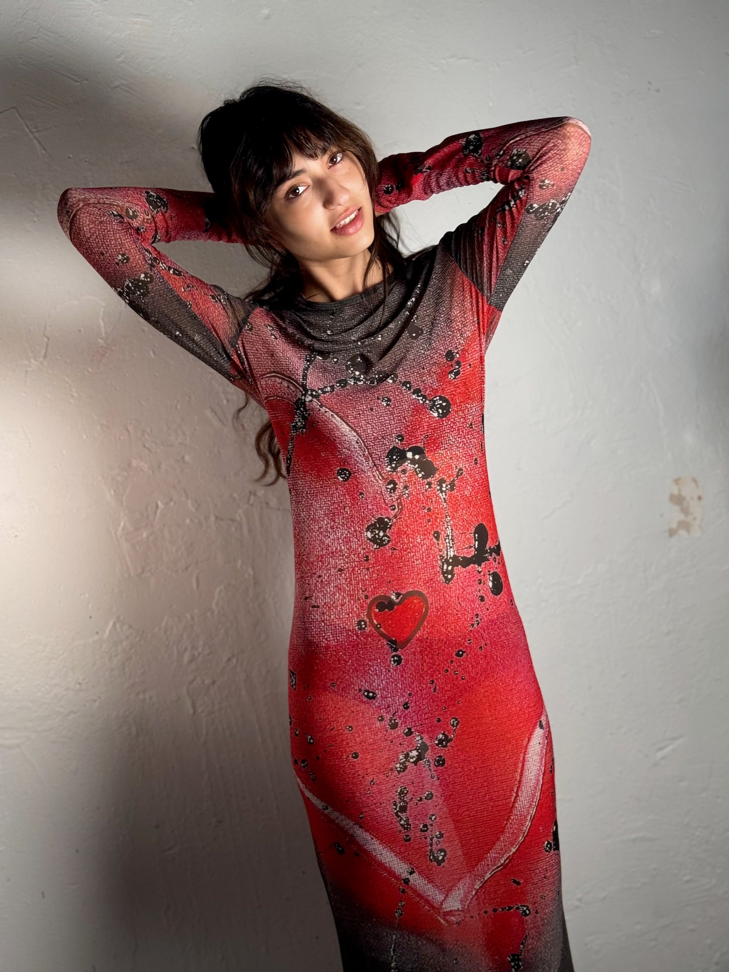 IDFK Transparency Long Dress - Splattered Heart