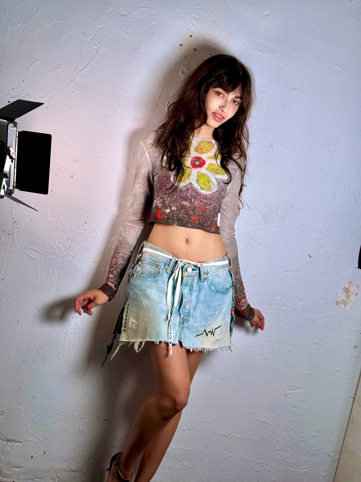 IDFK Transparency Mesh Baby-Tee- Yellow Flower Power