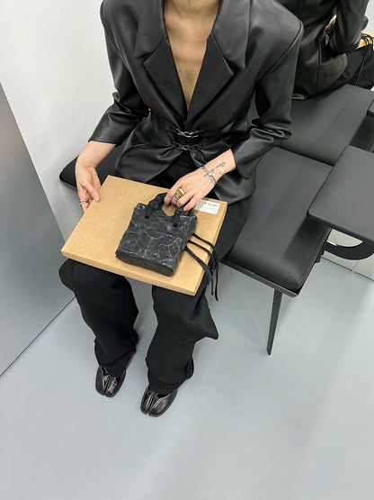 FUZZYKON Structured Waist Leather Jacket