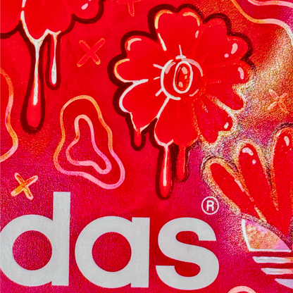 Hand Painted Adidas 'Floral Drip' Faux Leather Hand Bag