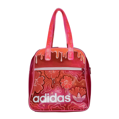 Hand Painted Adidas 'Floral Drip' Faux Leather Hand Bag