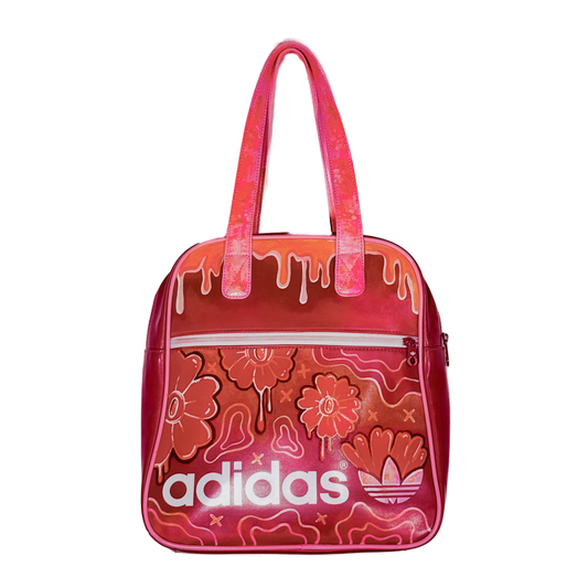 Hand Painted Adidas 'Floral Drip' Faux Leather Hand Bag