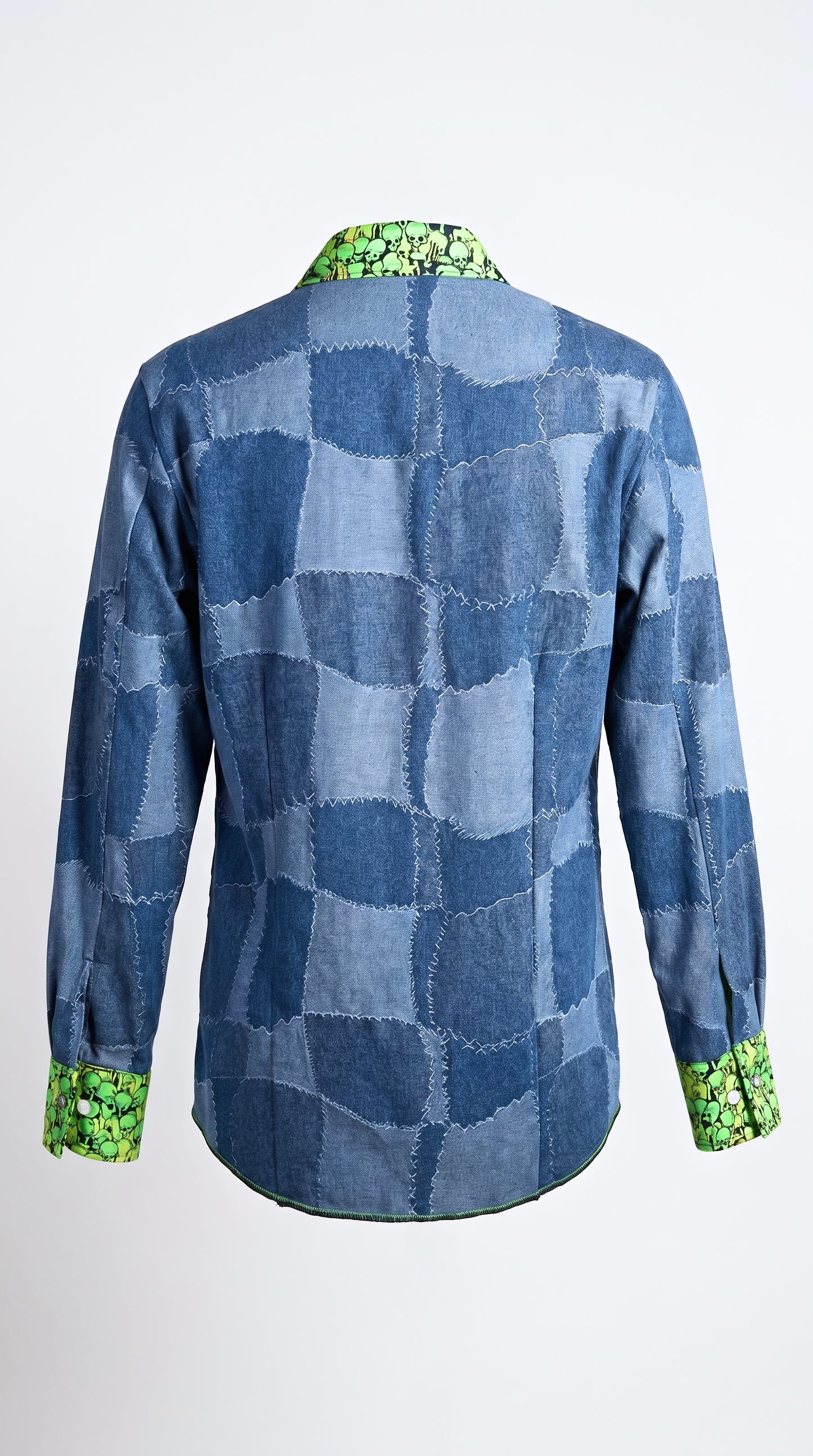 Long Sleeve Denim Blue & Green Alien UBU Shirt